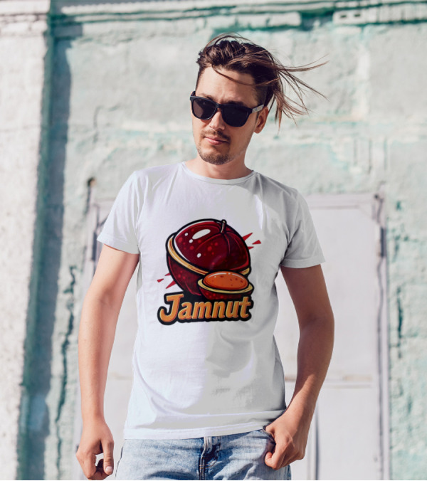 Jamnut Bold Fruit Style Text And Iconic Split Shell Nut T-Shirt