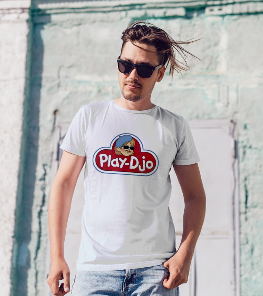 Play-Djo Joe Keery Character Illustration With Blue Beret T-Shirt