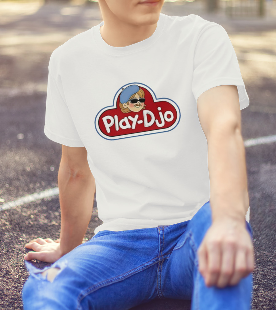 Play-Djo Joe Keery Character Illustration With Blue Beret T-Shirt