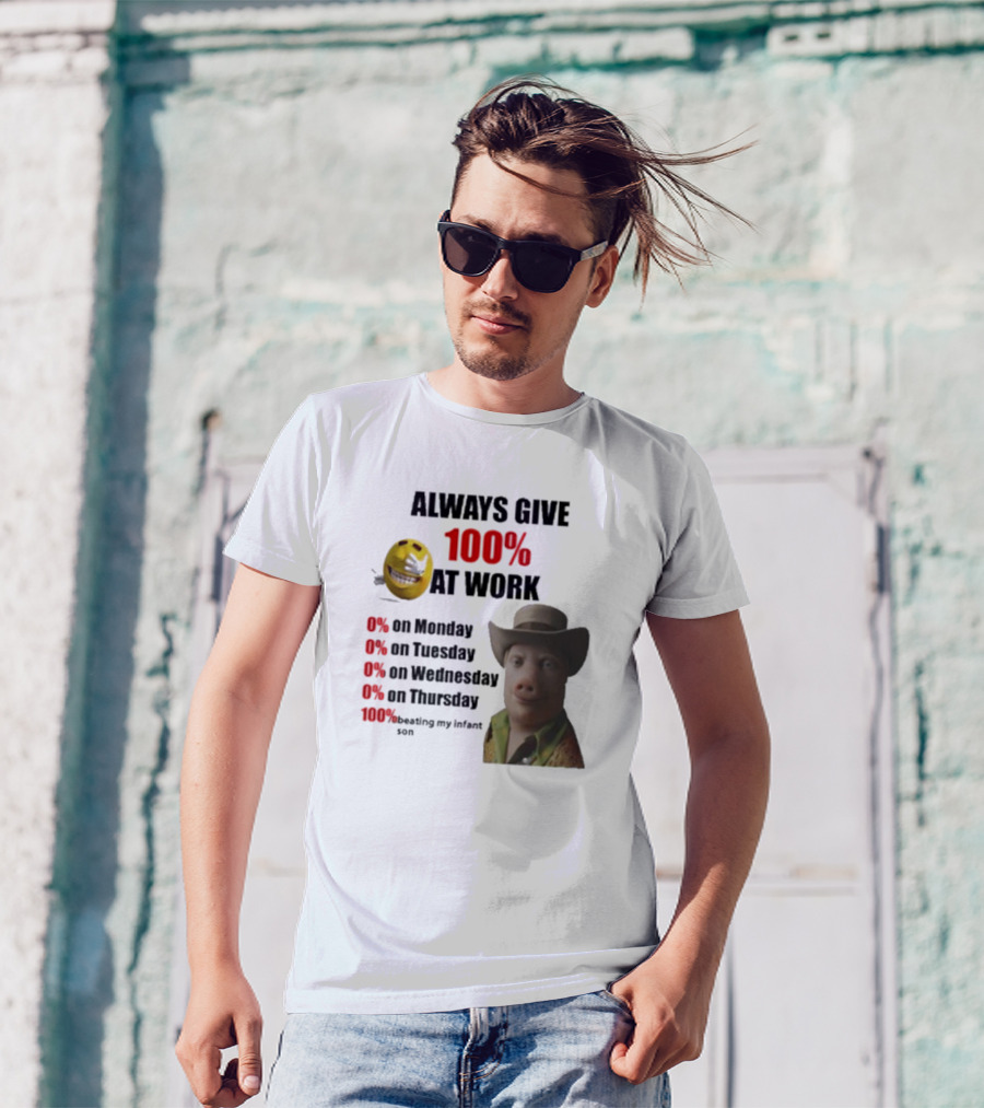 John Pork Always Give 100% At Work Emoji Cowboy Hat T-Shirt