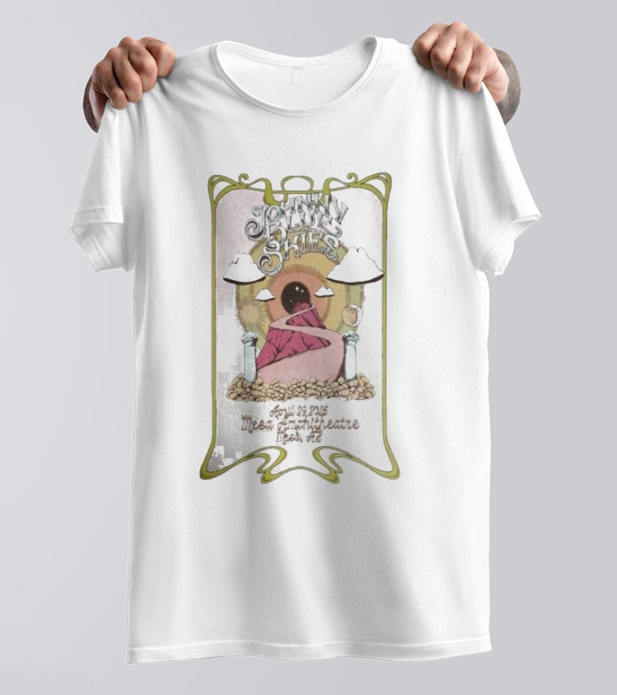Johnny Blue Skies April 29 2025 Mesa Amphitheatre Mesa AZ Artwork T-Shirt