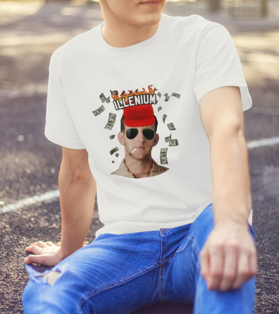 Illenium Flaming Cap Smoking Dollar Bills 2025 T-Shirt