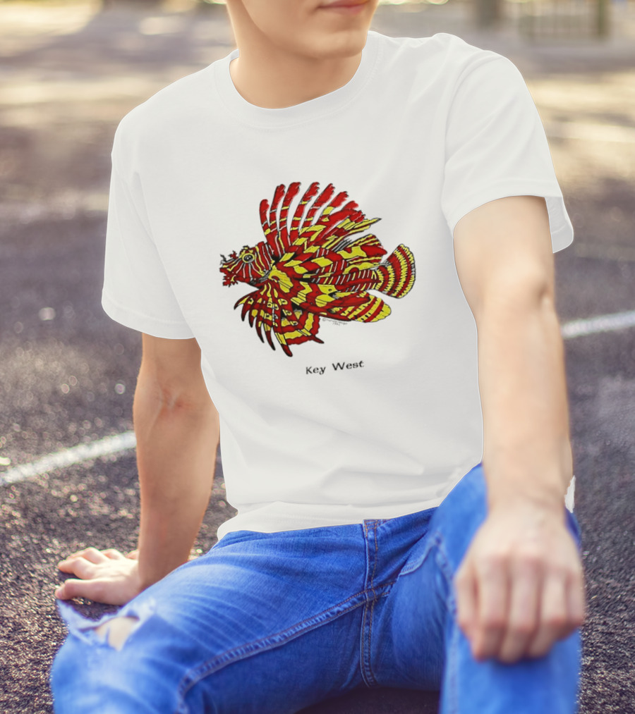 Key West Vibrant Red Yellow Lionfish T-Shirt