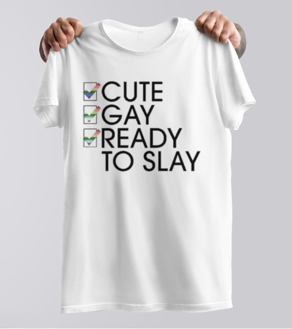 Cute Gay Ready To Slay Rainbow Checkmarks T-Shirt