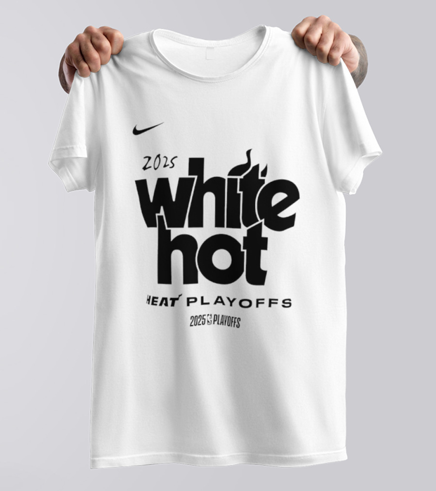 Miami Heat White Hot 2025 Playoffs NBA T-Shirt