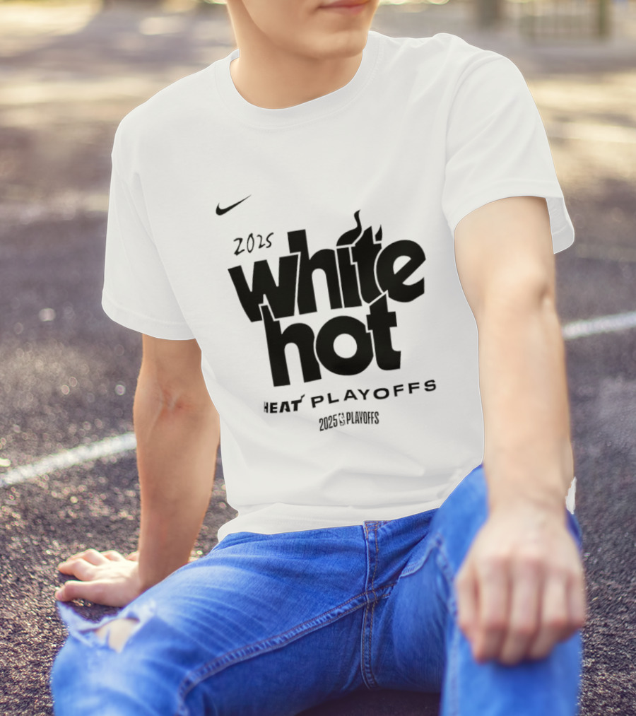 Miami Heat White Hot 2025 Playoffs NBA T-Shirt