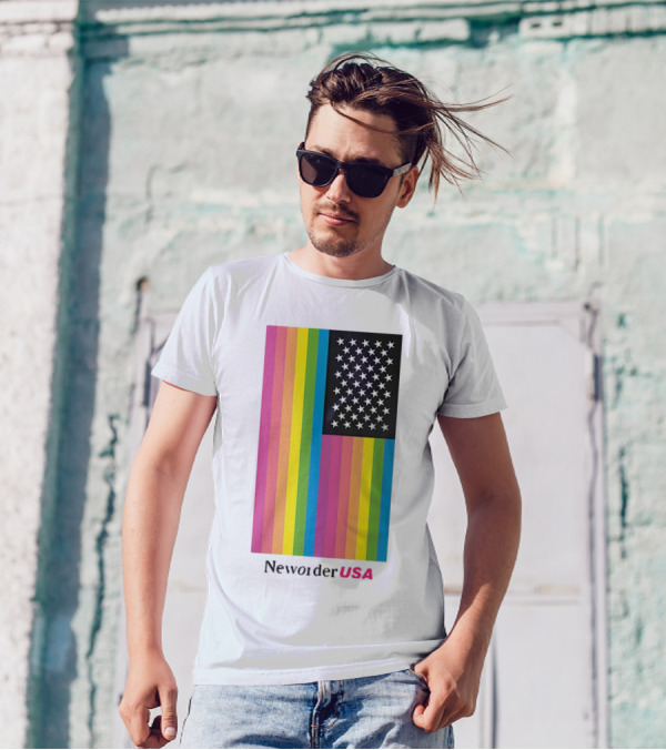 New Order USA Rainbow Flag Stars T-Shirt