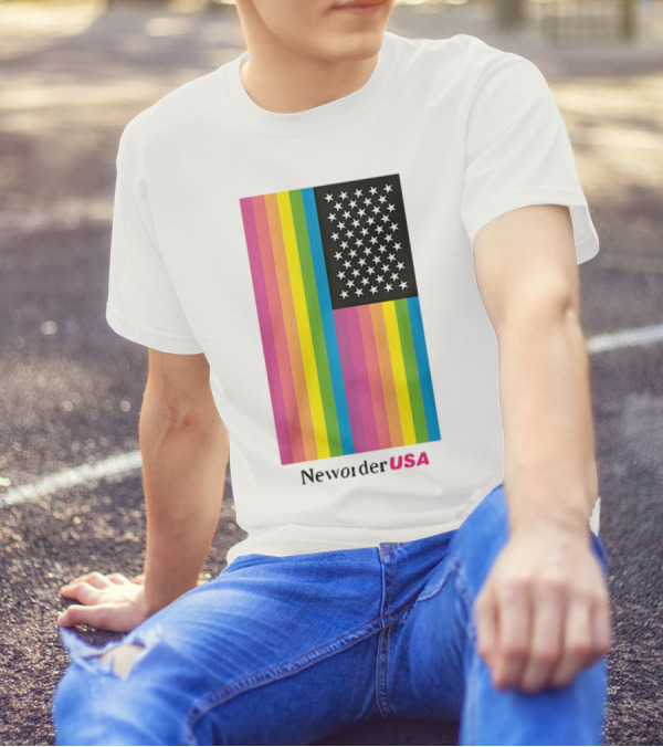 New Order USA Rainbow Flag Stars T-Shirt