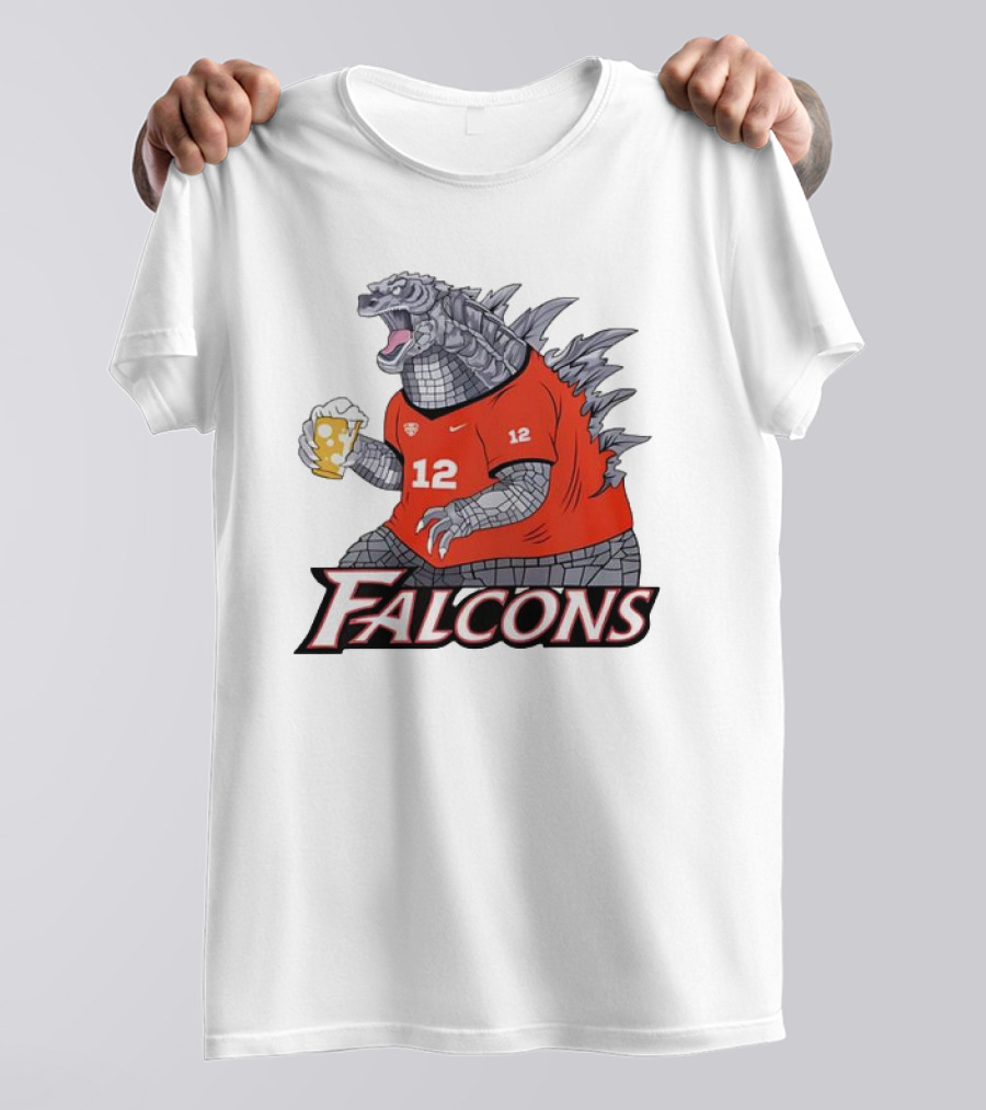 Atlanta Falcons Godzilla Monster Holding Beer T-Shirt