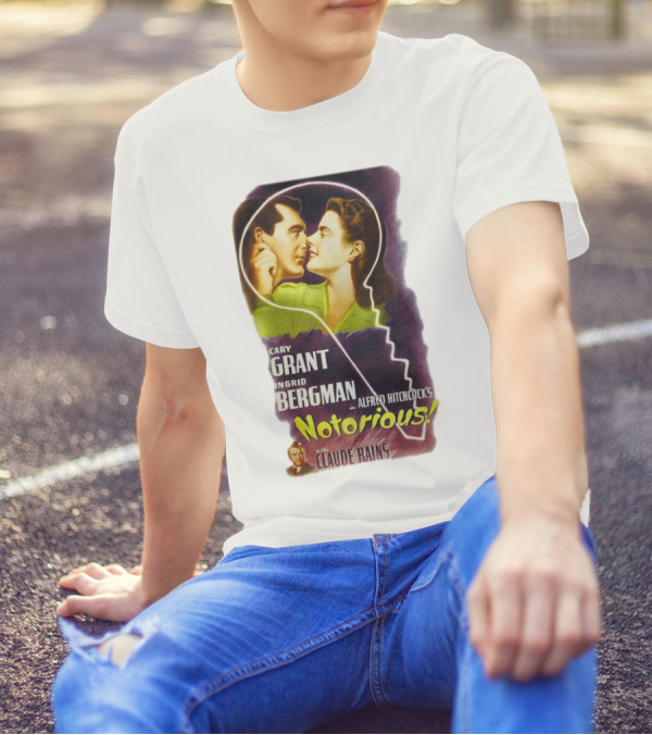 Cary Grant Ingrid Bergman In Alfred Hitchcock's Notorious With Claude Rains T-Shirt
