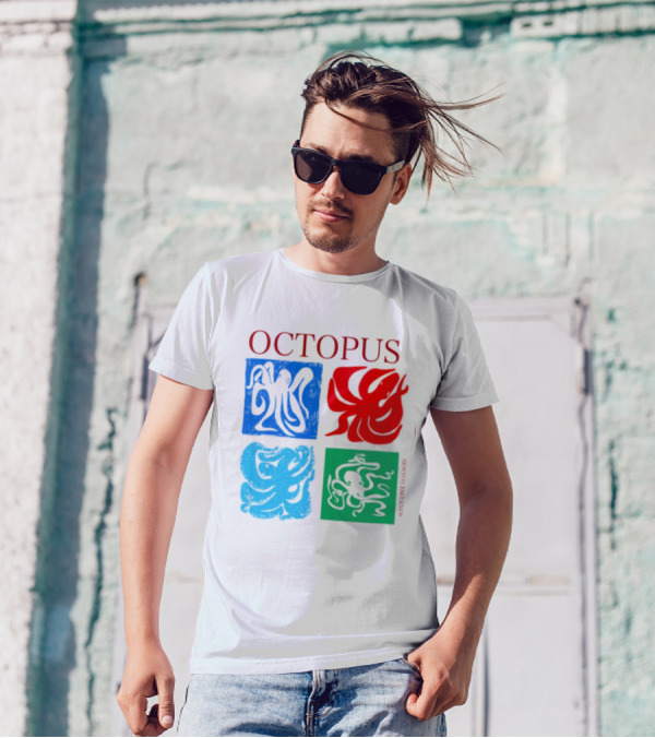 Octopus NewtonFaulkner Four Colored Abstract Squares T-Shirt