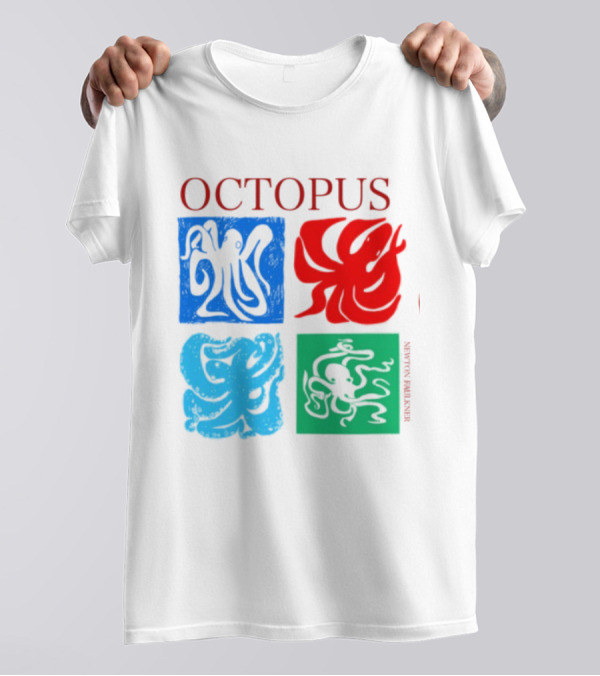 Octopus NewtonFaulkner Four Colored Abstract Squares T-Shirt
