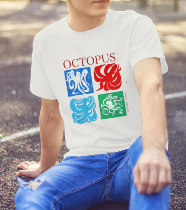 Octopus NewtonFaulkner Four Colored Abstract Squares T-Shirt