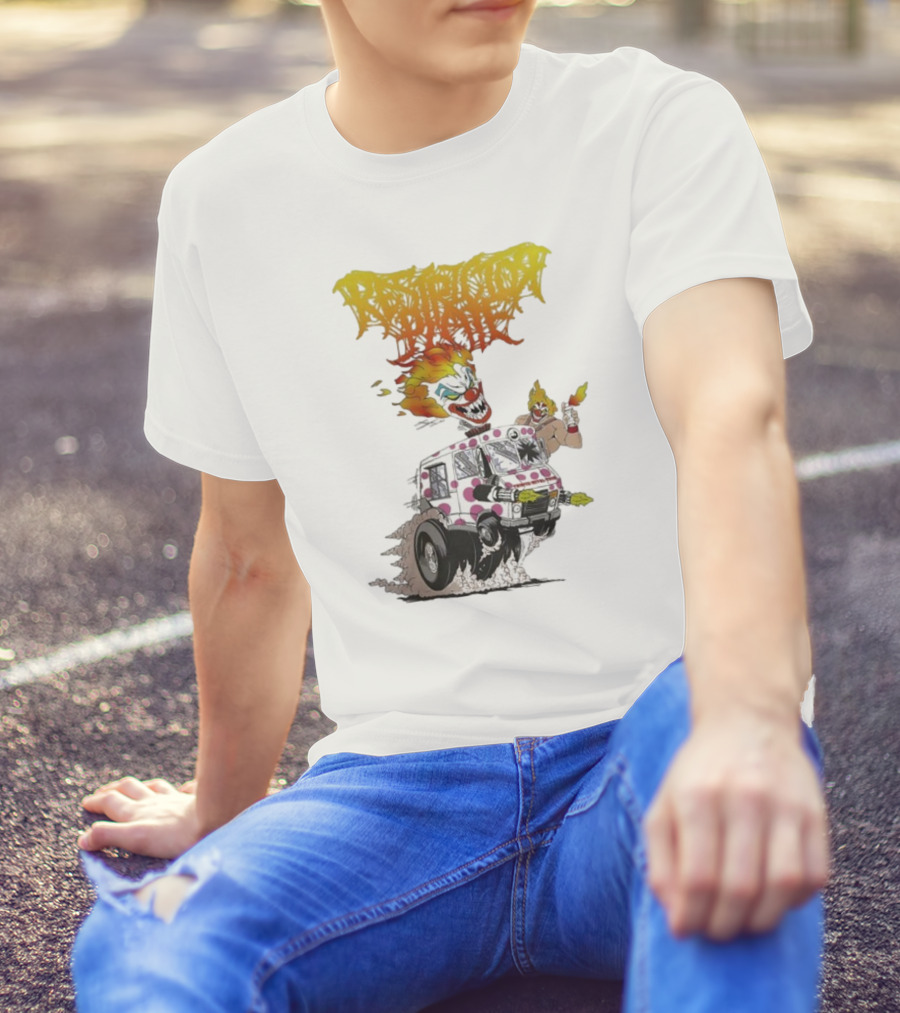 Restrictor Plate Twisted Metal Tour 2025 Flaming Clown Ice Cream Truck Explosion T-Shirt