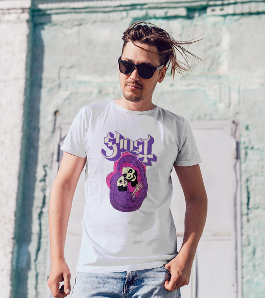 Rockabilia Ghost She Is The Light The Warmth The Power Without Her I Am Lost Hail Mom Skeletons Hugging T-Shirt