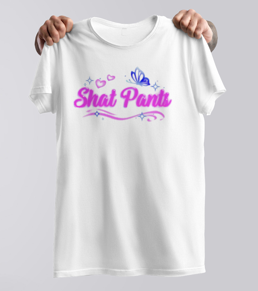 "Shat Pants Hearts And Butterfly Neon Graphic" T-Shirt