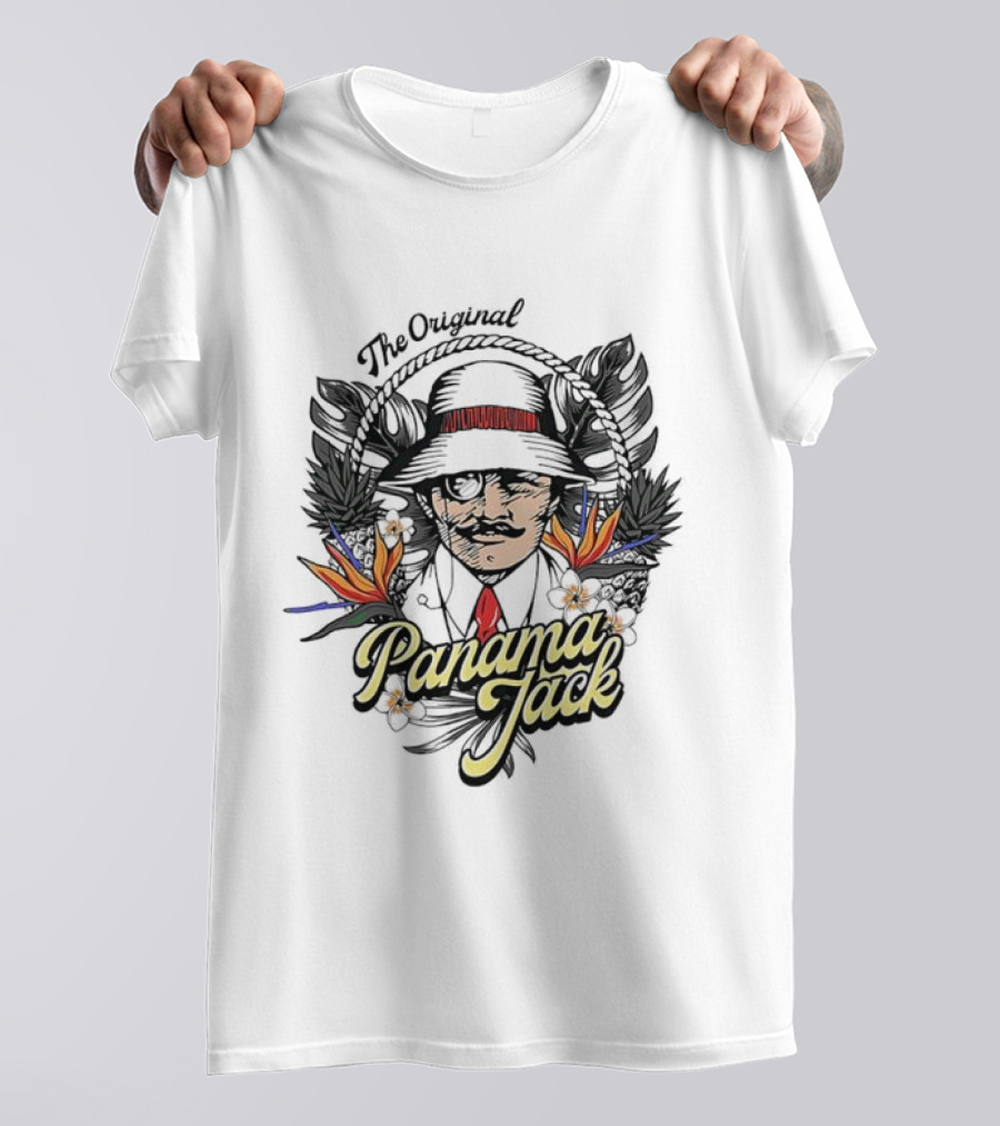 The Original Panama Jack Tropical Floral Mustache Hat T-Shirt