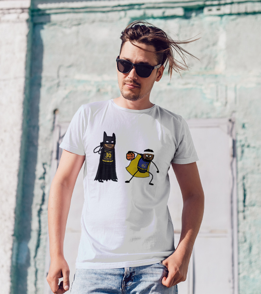 Batman Robin Stephen Curry Jimmy Butler Golden State Warriors Basketball Cartoon T-Shirt