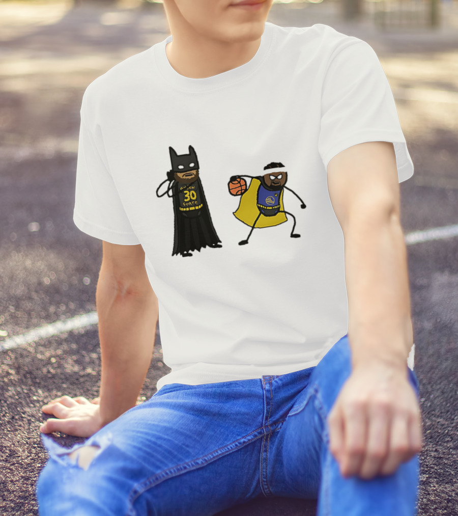 Batman Robin Stephen Curry Jimmy Butler Golden State Warriors Basketball Cartoon T-Shirt