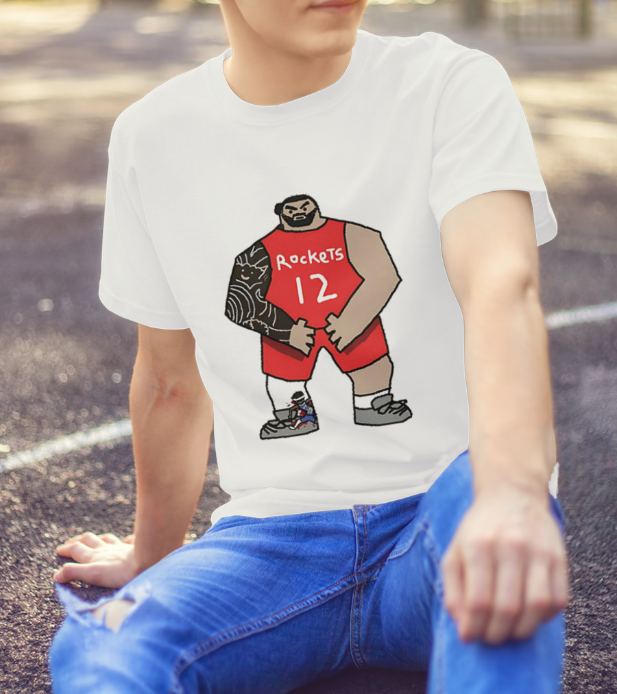 Houston Rockets Cartoon Figure No.12 Basketball Steven Adams T-Shirt
