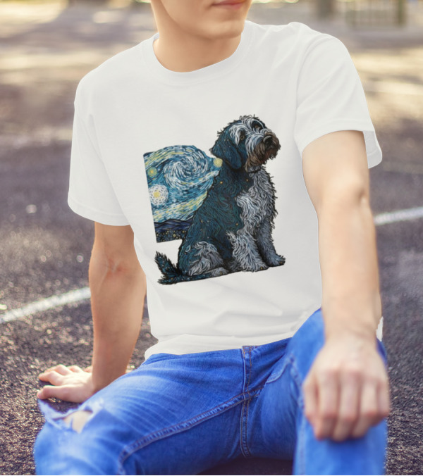 Van Gogh Starry Night Dog Painting Style T-Shirt