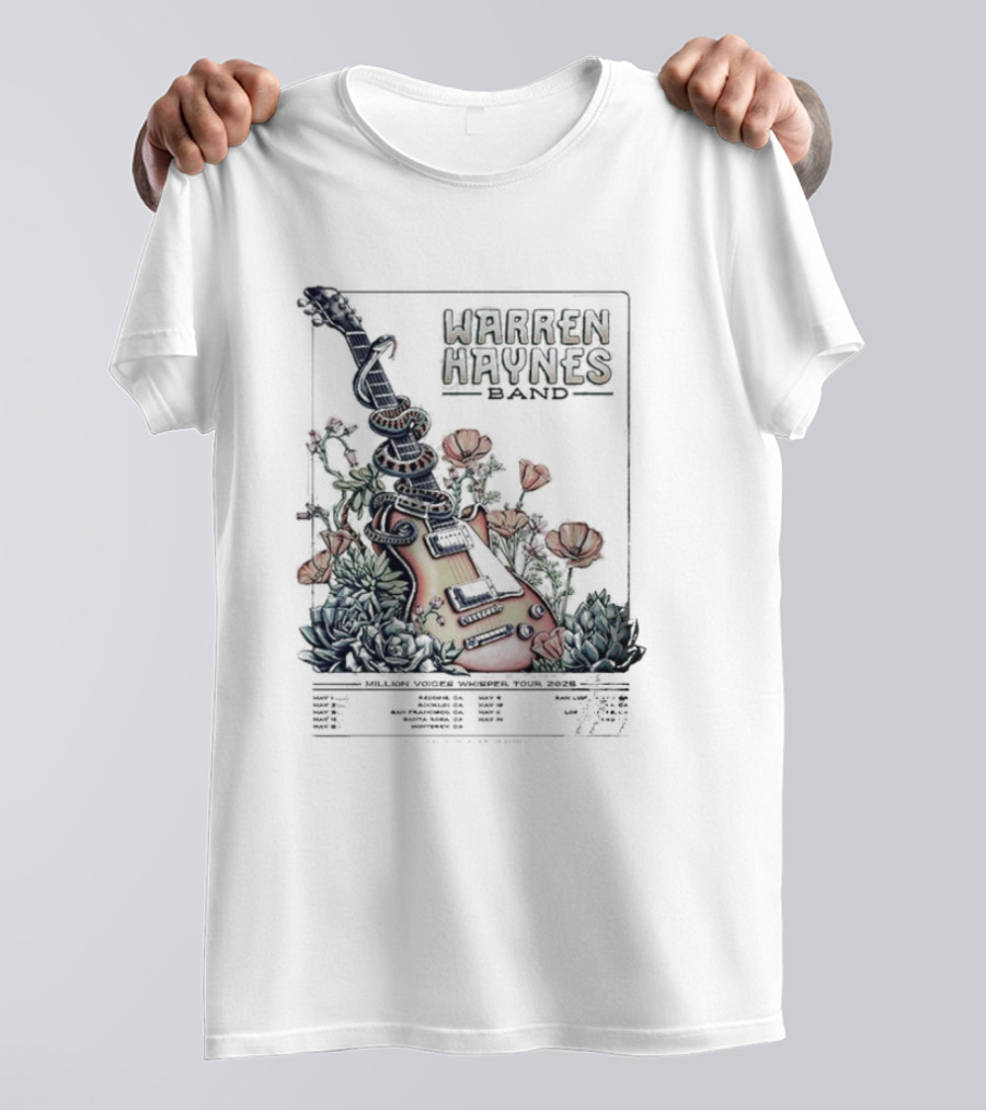 Warren Haynes Band Million Voices Whisper California Tour 2025 Guitar T-Shirt
