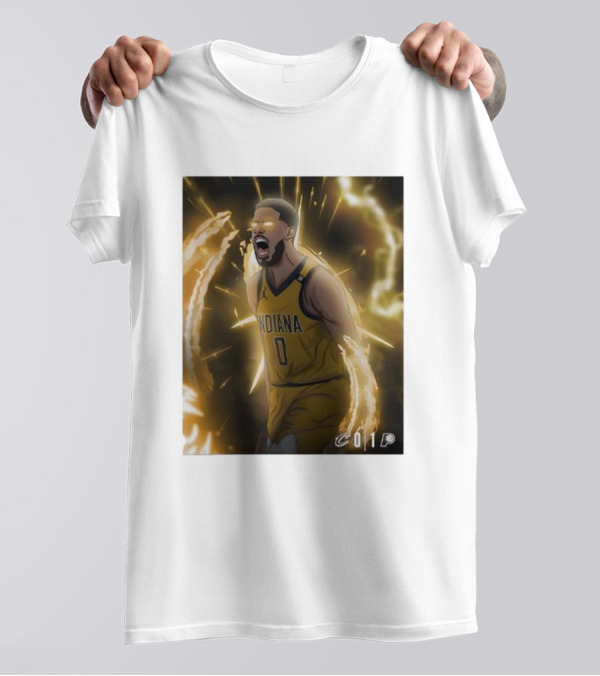 Tyrese Haliburton Indiana Pacers Game 1 Cavaliers Showdown NBA Artwork T-Shirt