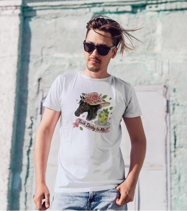 Talk Derby To Me Horse With Roses Hat And Mint Julep T-Shirt