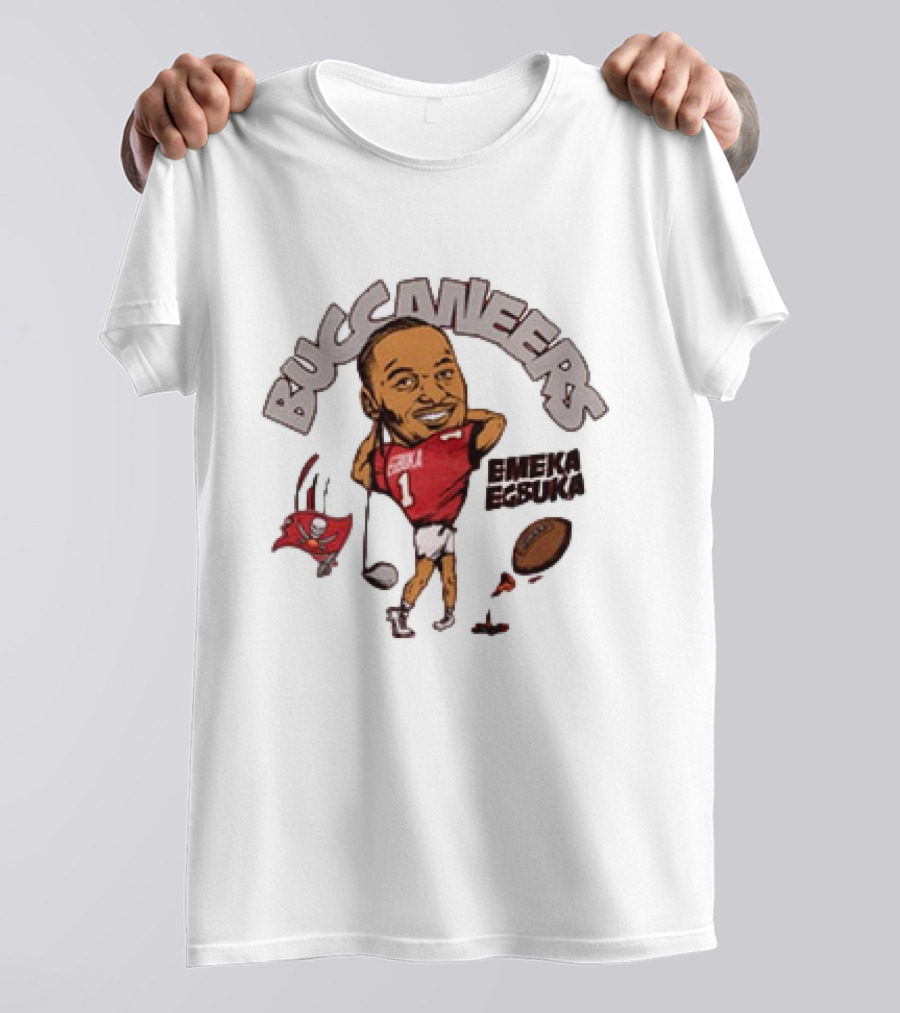 Tampa Bay Buccaneers Emeka Egbuka Football Cartoon Character Sports Fan Art T-Shirt
