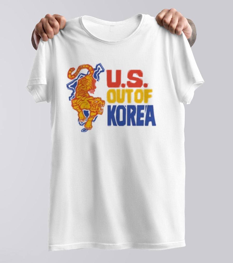 U.S. Out Of Korea Tiger Graphic Retro Style T-Shirt