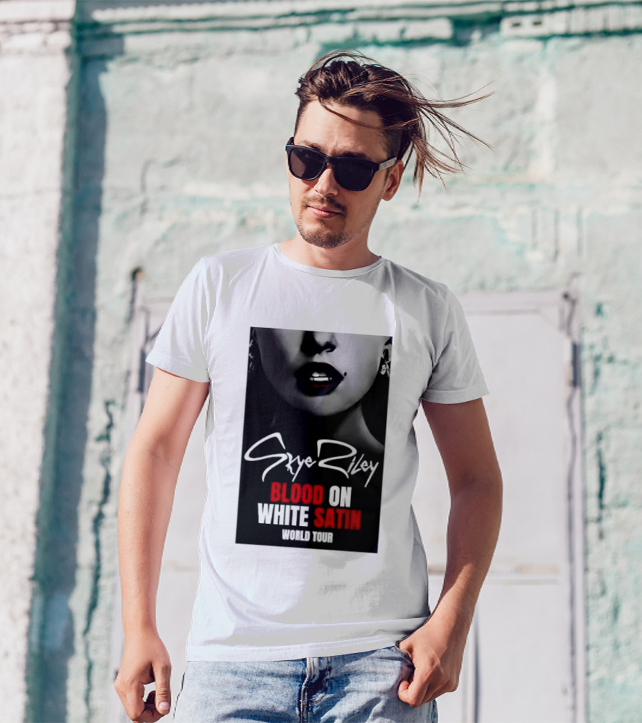 Blood Satin Skye Riley World Tour Lush Red Lips Shadowed Face T-Shirt