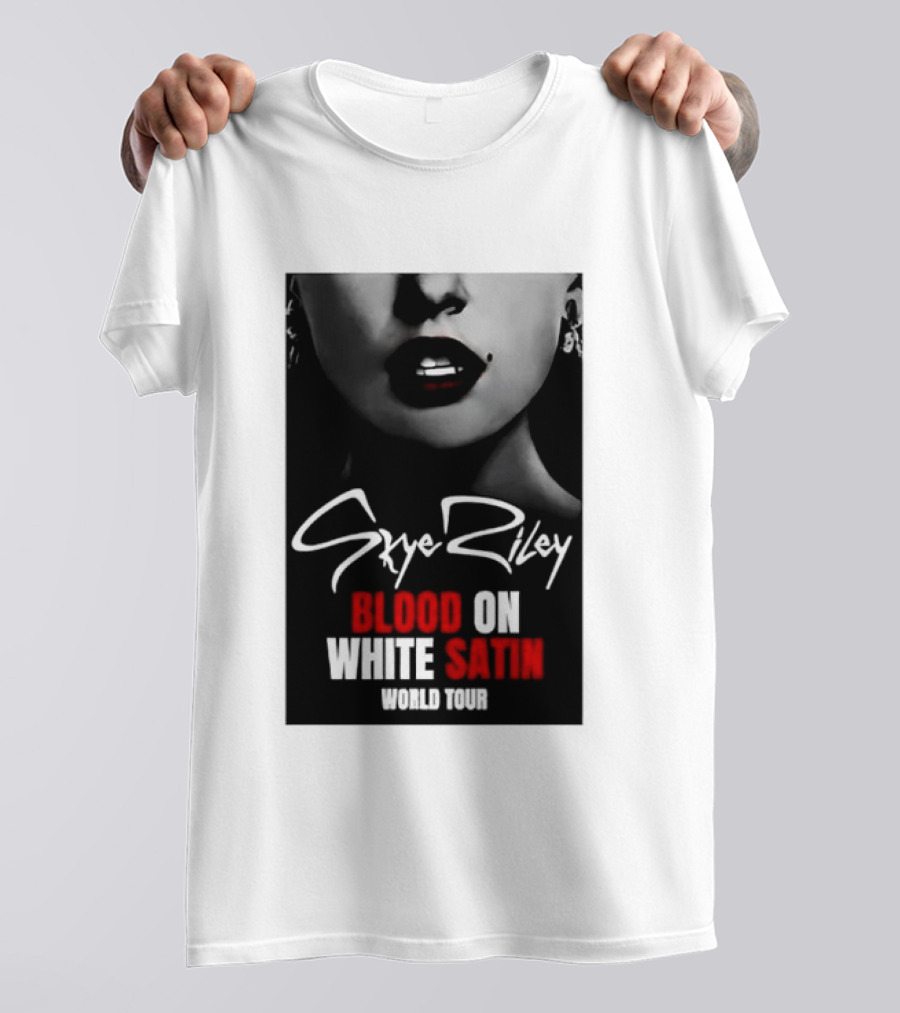 Blood Satin Skye Riley World Tour Lush Red Lips Shadowed Face T-Shirt