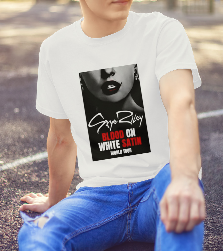 Blood Satin Skye Riley World Tour Lush Red Lips Shadowed Face T-Shirt