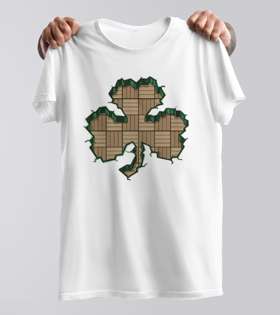 Smashed Shamrock Parquet Hardwood Basketball Court Pattern T-Shirt