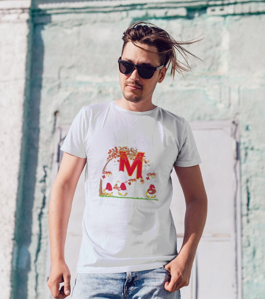 Just A Girl Who Loves Fall And Maryland Terrapins Snoopy Peanuts T-Shirt