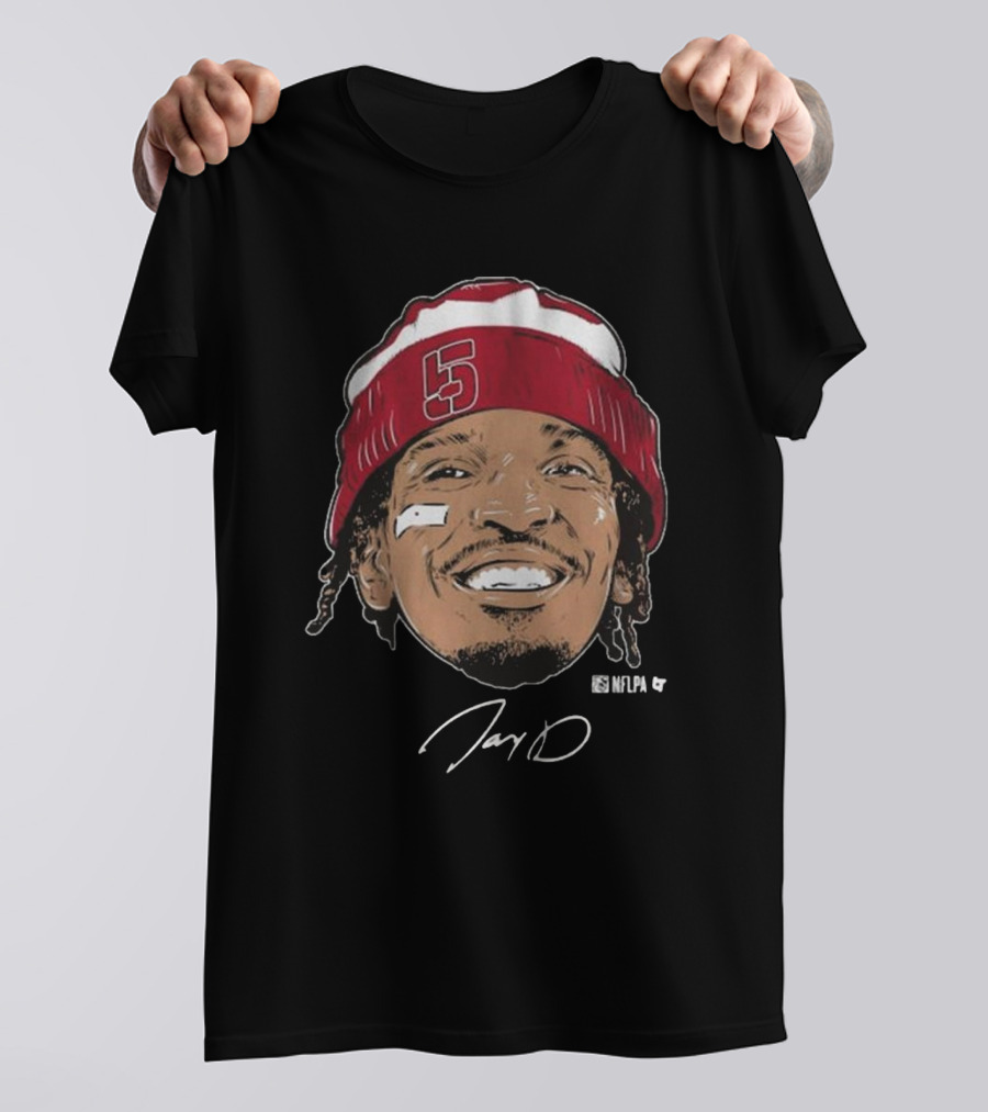 Jayden Daniels Face Bandage With Number 5 Signature T-Shirt