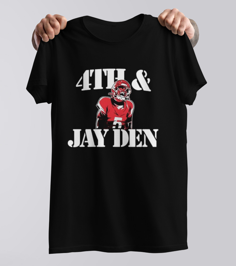 4TH & JAYDEN Football Quarterback In Red Jersey 5 T-Shirt