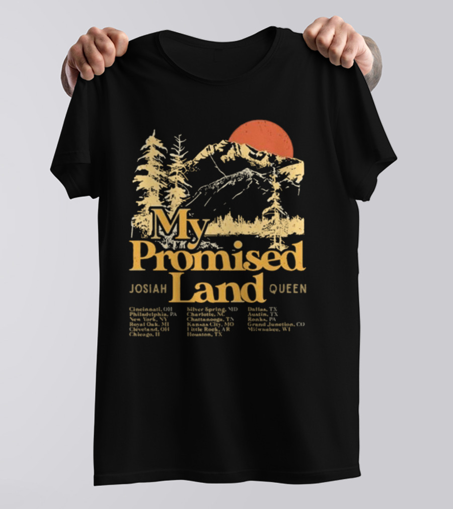 Josiah Queen My Promised Land Tour 2023 With Mountain And Sun Illustration T-Shirt