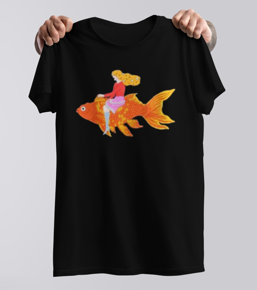 Kate Bollinger Riding A Goldfish In A Whimsical Style T-Shirt