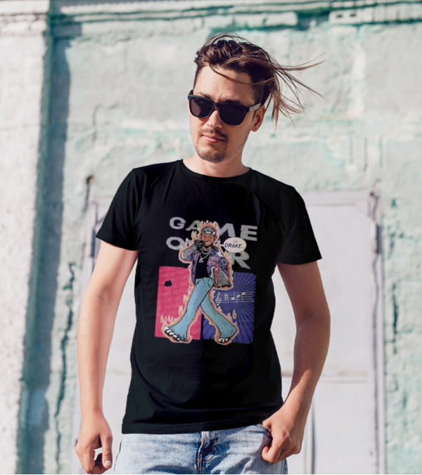 Game Over Say Drake 2025 Flame Background T-Shirt