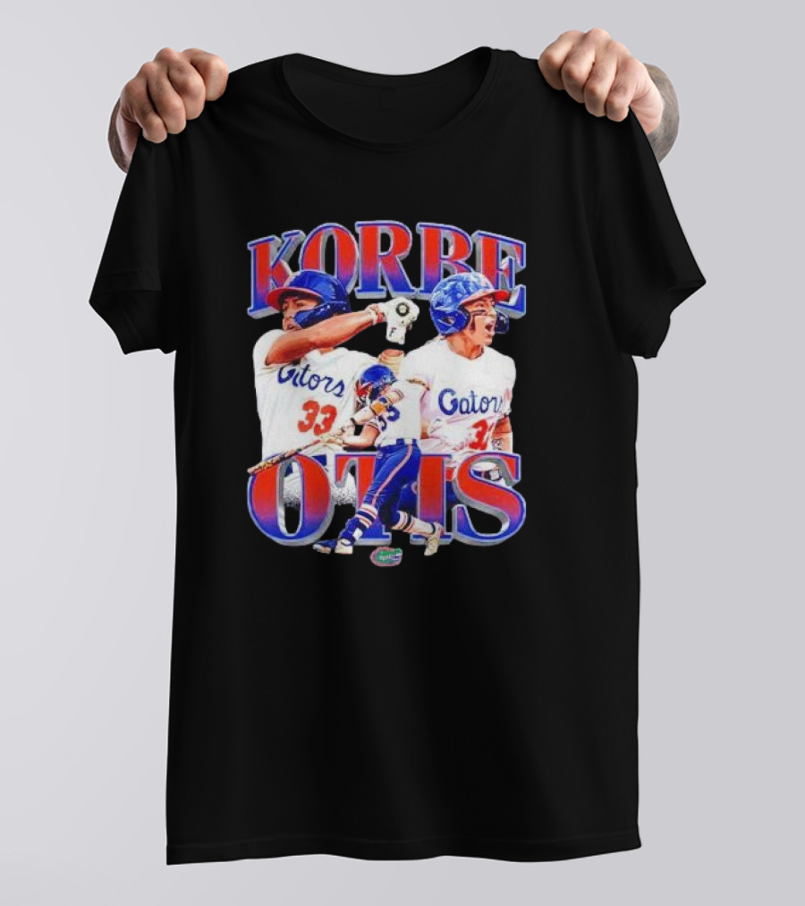 Korbe Otis Florida Gators Softball Player 33 Gators Blue Helmet Collage T-Shirt