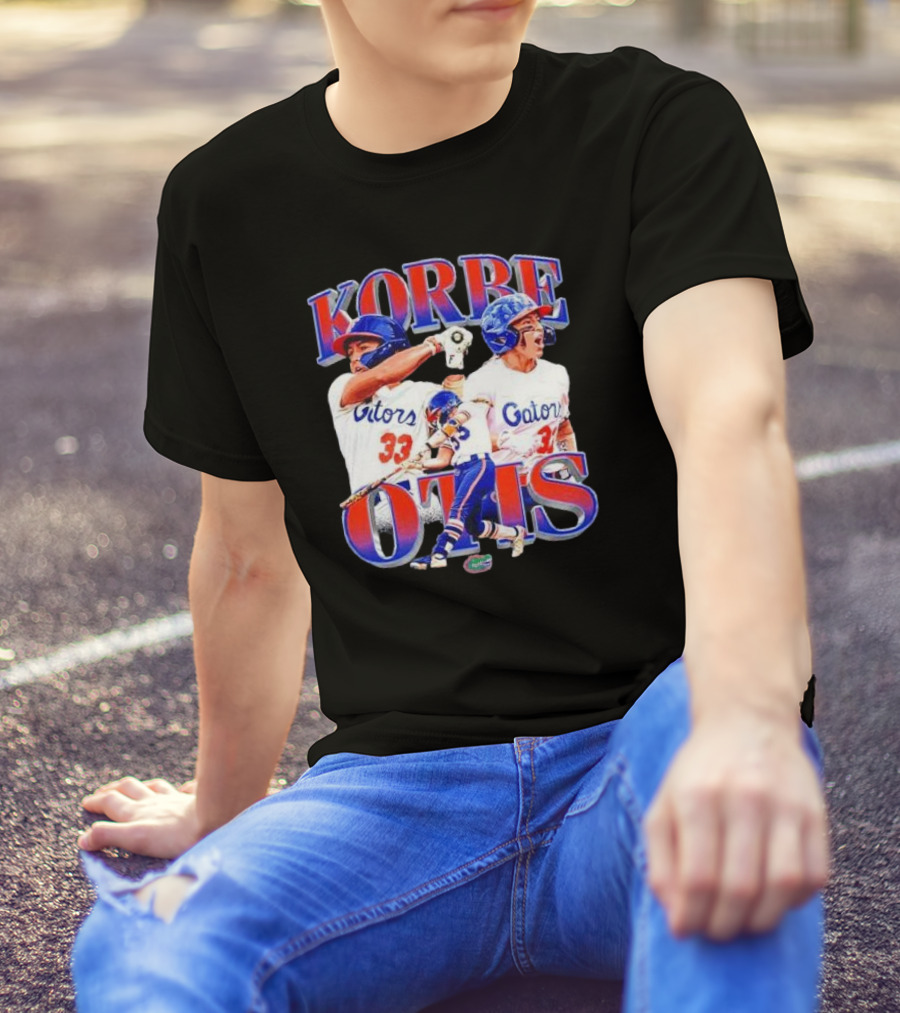 Korbe Otis Florida Gators Softball Player 33 Gators Blue Helmet Collage T-Shirt