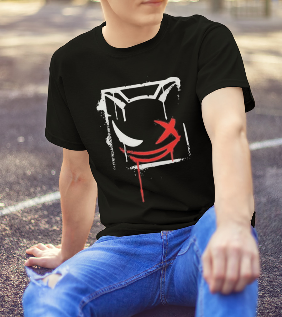 Kreekcraft Graffiti Smiling Face With Dripping Red X T-Shirt