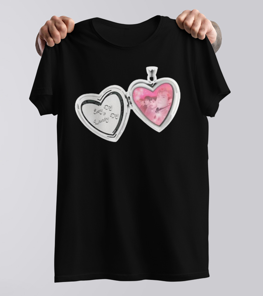 Every Day Laundry Day Heart Locket Pink Photo Charm T-Shirt
