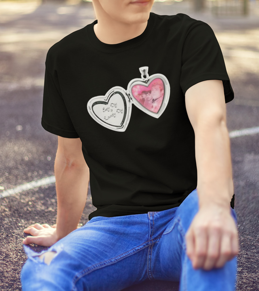 Every Day Laundry Day Heart Locket Pink Photo Charm T-Shirt