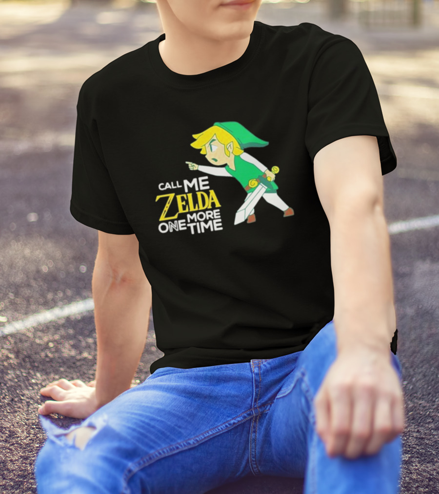Call Me Zelda One More Time With Green-Capped Blonde Sword Character T-Shirt