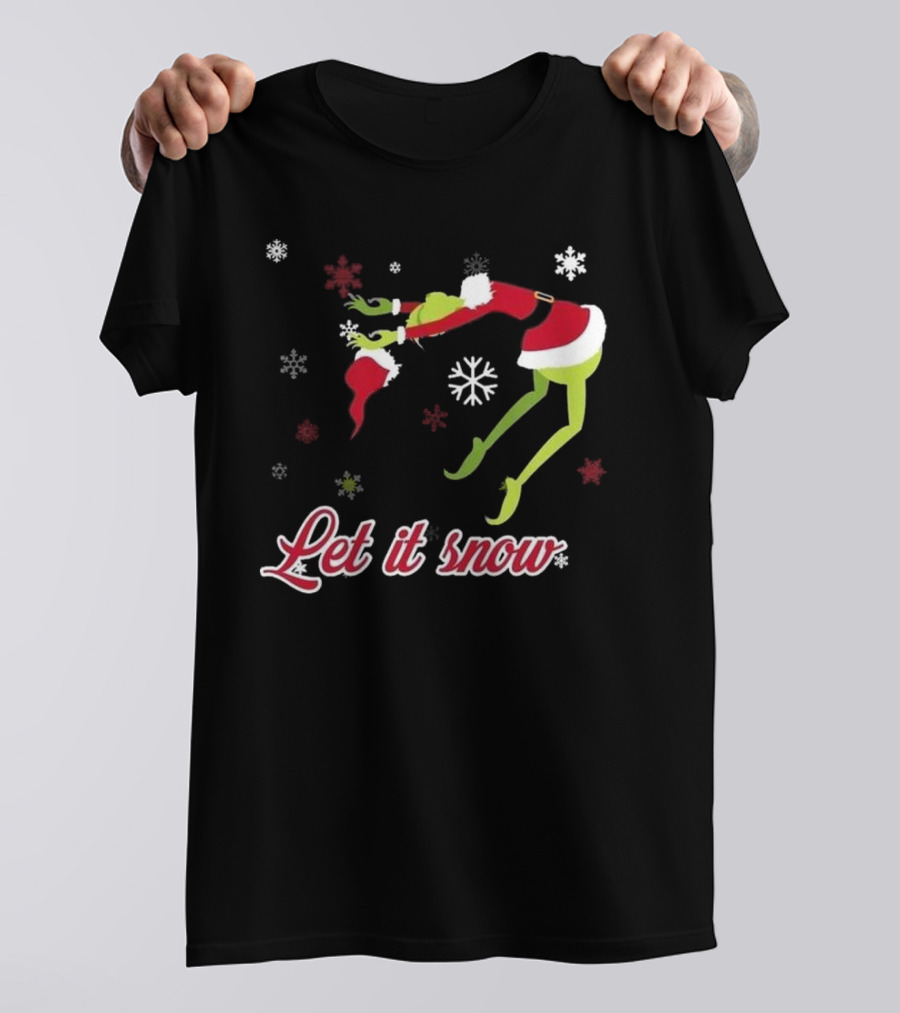 Let It Snow How The Grinch Stole Christmas Santa Hat Snowflakes T-Shirt