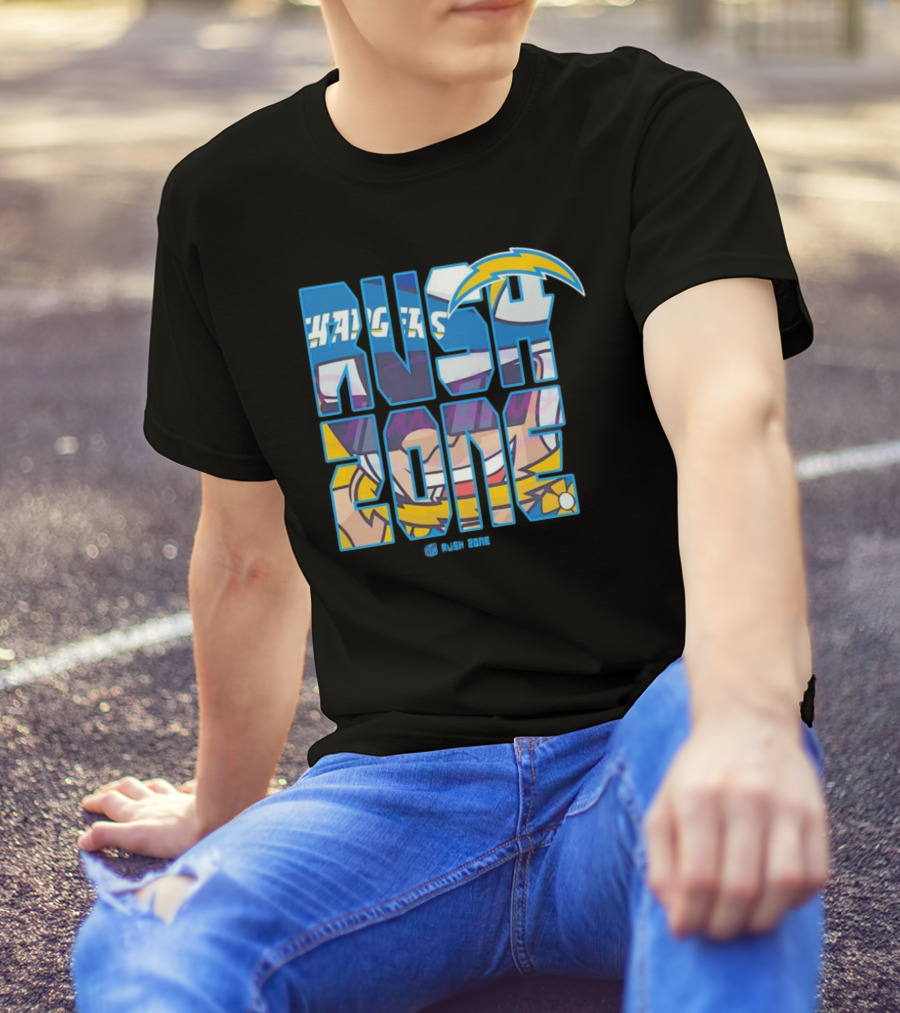 Los Angeles Chargers Rush Zone Cartoon Football T-Shirt