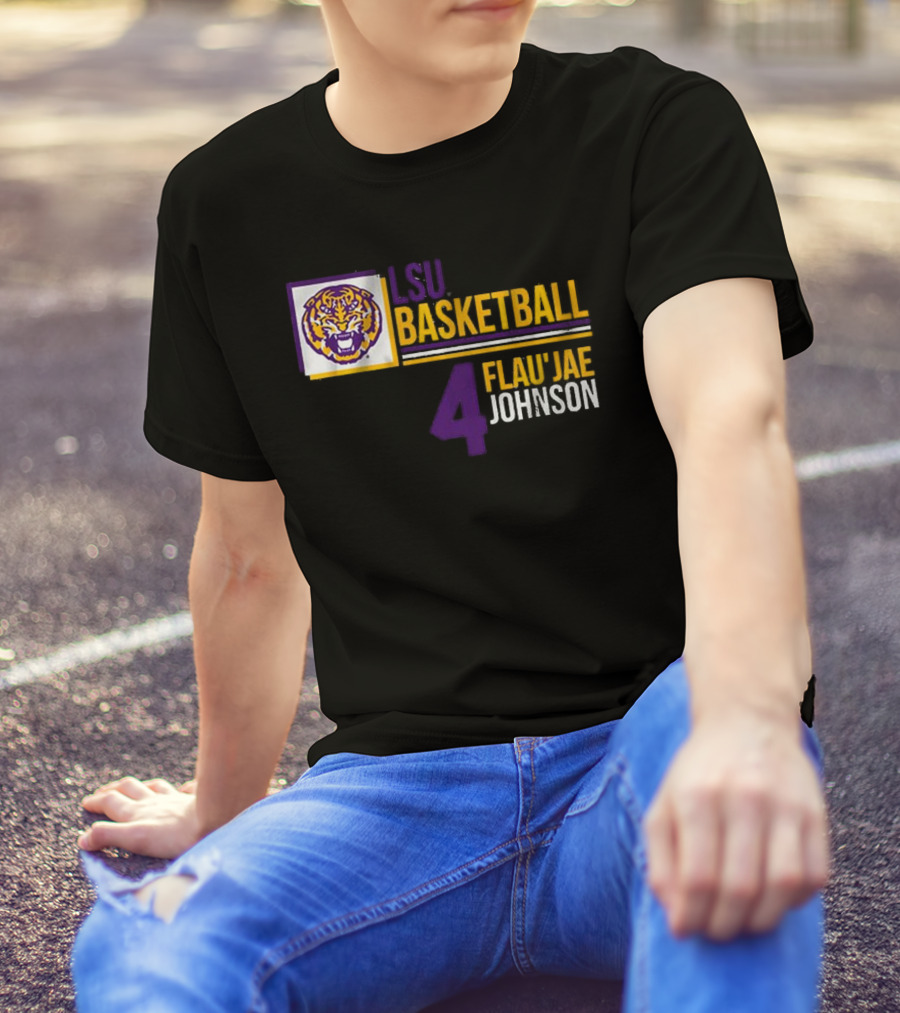 LSU Basketball Flau’Jae Johnson 4 Tiger Logo T-Shirt
