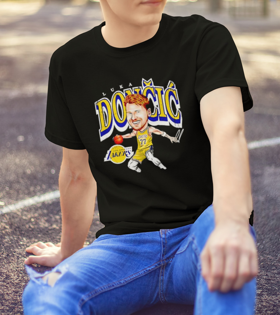 Luka Doncic Los Angeles Lakers Cartoon Lakers Logo T-Shirt